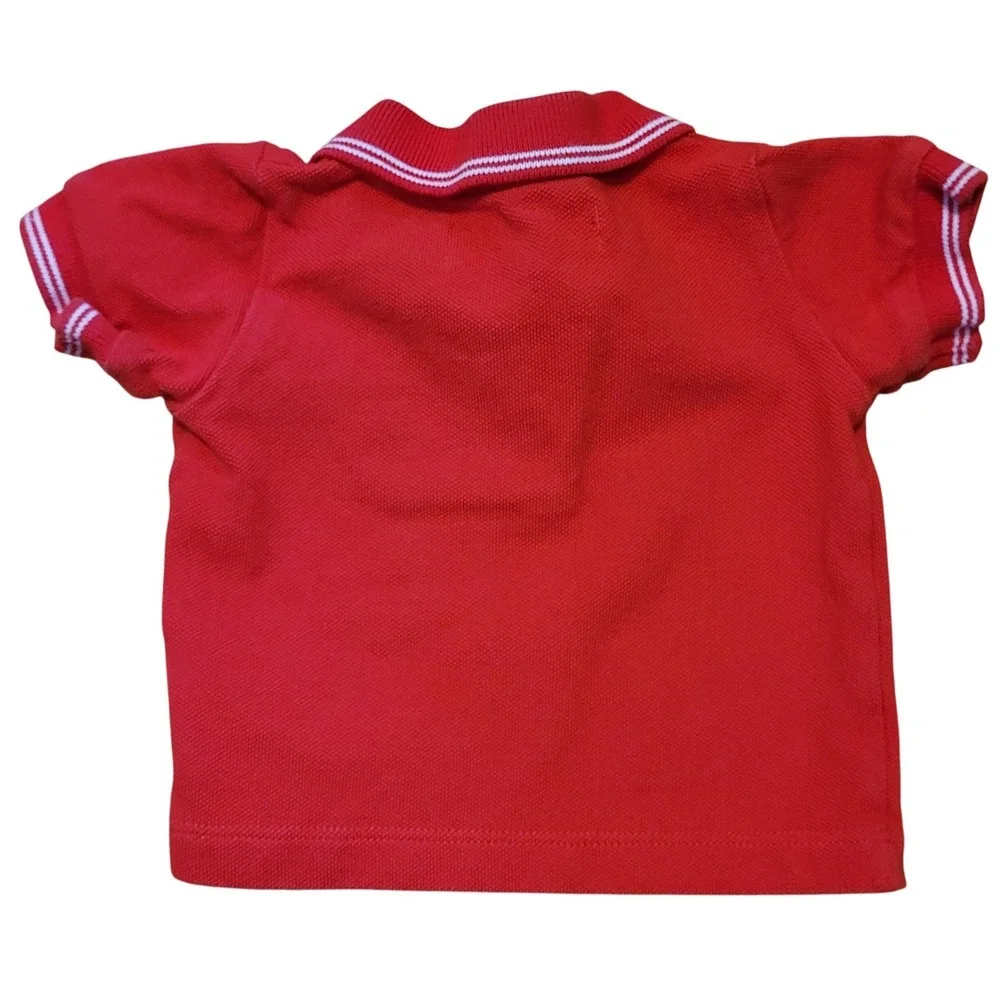 Petit Bateau Outfit Set Red Polo Blue Striped Pants 3M‎ Nautical Baby Boy 2pc